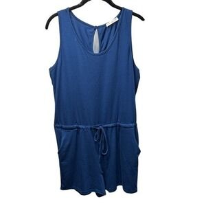 KIRUNDO Womens Navy Blue Sleeveless Drawstring Waist Romper‎ Size Large
